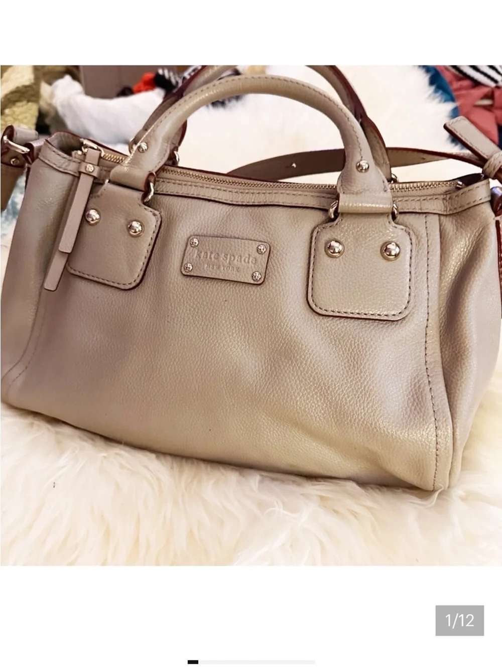 kate spade Neutral Taupe Leather Satchel
